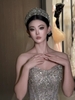 Cài tóc cô dâu vương miện đính đá pha lê_X22