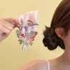 Kẹp tóc bướm lụa thêu hoa tua rua_T24