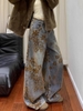 Quần jean ống suông họa tiết hoa vintage_E02