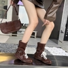 Giày boot cao cổ dây buộc phối khóa phong cách retro cổ điển_B01