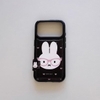 Ốp lưng Miffy đen, hình thỏ đeo kính hồng, kèm ngăn đựng thẻ_O191 (Tất cả các dòng Iphone)