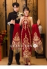 Sườn xám thêu hoa văn kèm khăn choàng_I109