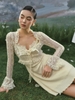 LaceMade váy hai dây dáng ngắn kèm áo khoác ren_V53