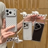 Ốp điện thoại chấm bi phối viền bạc kèm dây đeo hình chó đốm_O165 (Iphone, Huawei, Honor, OPPO, Vivo, Xiaomi & Redmi)