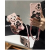 Ốp lưng mèo đen nơ hồng kèm dây đeo_O222 (Iphone, Huawei, Honor, OPPO, Vivo, Xiaomi & Redmi)