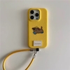 Ốp lưng điện thoại da mềm thêu hình cún kèm dây đeo_O195 (Iphone & Huawei)