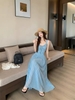 Váy chấm bi dáng xòe cổ vuông_Y76