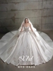 Váy cưới satin trắng đính hoạ tiết sang trọng_I152