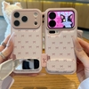 Ốp lưng da vân họa tiết nơ kèm gương_O02 (Iphone, Huawei, Honor, OPPO, Vivo, Xiaomi & Redmi)