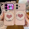 Ốp lưng iPhone tim hồng pastel kèm giá đỡ điện thoại_O151 (Iphone, Huawei, Honor, OPPO, Vivo, Xiaomi & Redmi)