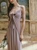 LaceMade váy satin xếp ly dáng dài_Y90