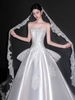 Váy cưới cúp ngực dáng công chúa ren thêu satin_I123
