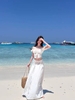 Áo ren croptop phối chân váy maxi_Y93