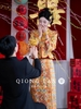 Váy cưới Trung Hoa áo gấm thêu hoa văn kim sắc sang trọng_I114