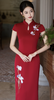 Sườn xám đỏ thêu hoa ngọc lan thanh lịch_I63