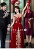 Váy dự tiệc cổ vuông thêu hoa tua rua_I112
