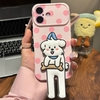 Ốp lưng chó trắng mèo cam nền chấm bi giá đỡ điện thoại_O113 (Iphone, Huawei, Honor, OPPO, Vivo, Xiaomi & Redmi)