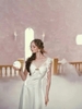 LaceMade váy trắng tay bèo phối dây ngọc trai_Y88