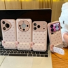 Ốp lưng da vân họa tiết nơ kèm gương_O02 (Iphone, Huawei, Honor, OPPO, Vivo, Xiaomi & Redmi)