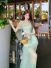 Váy dáng dài phối khăn choàng_Y80