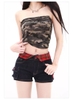 Quần short jean nữ Y2K thêu hình Kitty_E06