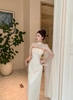 Váy cúp ngực đính hoa phối khăn choàng_Y62