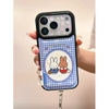Ốp lưng Miffy caro xanh, hình đôi thỏ dễ thương, kèm dây đeo trang trí_O190 (Tất cả các dòng Iphone)