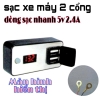 Sạc điện thoại gắn xe máy 2 Cổng Có Led 2.4A Mẫu 2025
