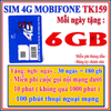 Sim Mobilefone sẳn gói TK159, 6g/ngày, 100 phút ngoại mạng, tháng nạp 159k