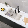 Chậu rửa chén đá 1 hộc bo góc BOSSCO BC-KT8150TKS Trắng Kim Sa