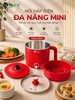 Nồi Lẩu Mini Arber DN05 Màu Đỏ 1.8 Lít Kèm Xửng Hấp