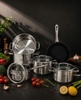 Bộ nồi inox AN05V Arber 6 món inox 304 kèm xửng hấp