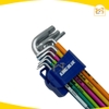 Bộ 9 lục giác KL7-09 Kingblue đầu bi nhiều màu sắc - Thép S2 cao cấp bền bỉ.