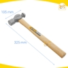 Búa Đầu Tròn, Đầu Bi Cán Gỗ 16oZ, 32oz  (450g,900g) Tolsen25142,25145 - Hàng chính hãng.