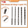 Mũi khoan tường bê tông 4 cạnh YTL chuôi sds dài 110mm, 160mm - Hàng chính hãng