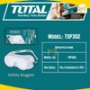 Kính bảo hộ , Kính nhựa dẻo chống bụi TOTAL TSP302, Khung PVC mềm nhẹ, tròng PC cường lực, chống bụi hiệu quả - Hàng chí