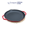 Chảo gang nướng Oceno 26cm màu đỏ