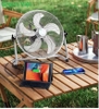Quạt bàn năng lượng mặt trời mã Q01 mầu Inox - Quạt tích điện