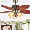 Quạt Trần Đèn QC05 Hình Lá Cọ Sang Trọng Green Việt