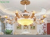 Quạt Trần đèn trang trí Cao Cấp KNQ040 - Quạt Vương Gia lắp biệt thự