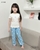 MÃ TCLEB19 - BỘ NGẮN TAY QUẦN DÀI COTTON & TẰM LẠNH TRẺ EM MÈO NƠ XANH
