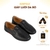 Giày Lười CS5026 da bò cao su mũi tròn màu đen