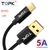 Cáp Sạc Nhanh TOPK SK0082 USB-A to Type-C 40W Dài 1M – Dây Bọc Vải, Đầu Mạ Vàng